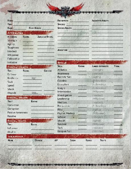 Hoja de personaje completa de Wrath & Glory en descarga libre Hoja de personaje completa de Wrath & Glory en descarga libre