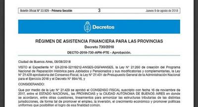 Macri aprobó por decreto el Régimen de Asistencia Financiera para las provincias