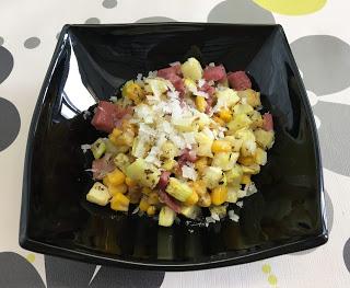 Calabacín con jamón serrano y queso