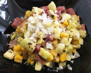 Calabacín con jamón serrano y queso