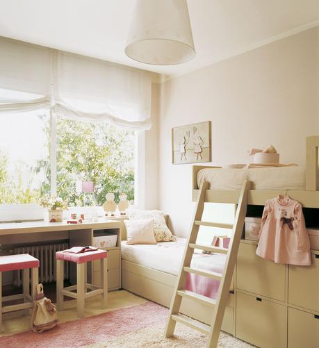 Habitaciones infantiles con buenas soluciones Habitación infantil con litera tipo tren