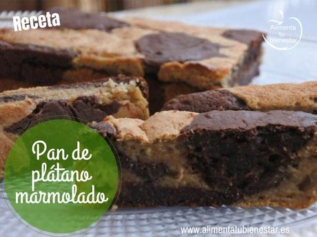 Pan de plátano marmolado, perfecto para el desayuno o la merienda