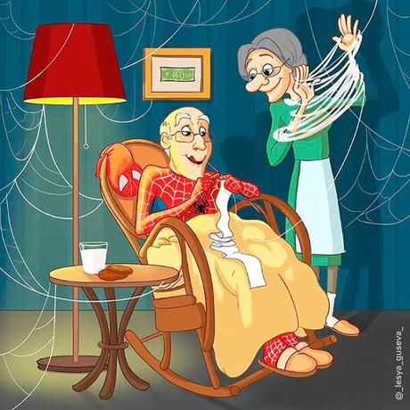Pensioners | Ilustraciones de los SuperHeroes en  version ancianos
