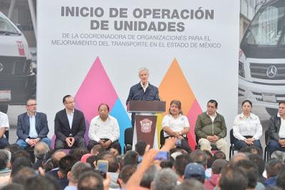 DA GOBERNADOR MEXIQUENSE ALFREDO DEL MAZO BANDERAZO DE SALIDA A MIL UNIDADES NUEVAS,  EQUIPADAS CON SISTEMAS DE SEGURIDAD, QUE OFRECERÁN SERVICIO EN LA ZONA ORIENTE DE LA ENTIDAD