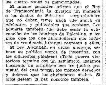 La industria de la Nakba: el rey Abdullah reconoció que los árabes abandonaron la zona, no fueron expulsados.