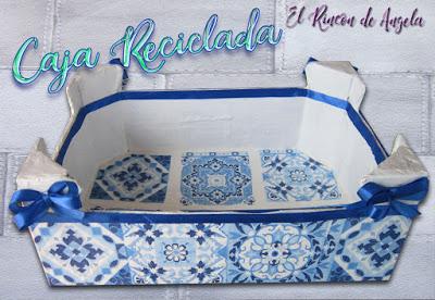 Caja de frutas reciclada con falsos azulejos Caja de frutas reciclada con falsos azulejos