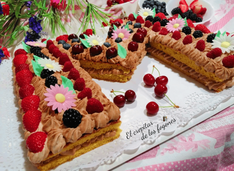 TARTA ABECEDARIO PARA LA ABUELA MANUELA (con bizcocho de vainilla)