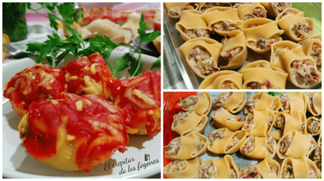 CARACOLAS GIGANTES RELLENAS DE SETAS CON JAMÓN CARACOLAS GIGANTES RELLENAS DE SETAS CON JAMÓN