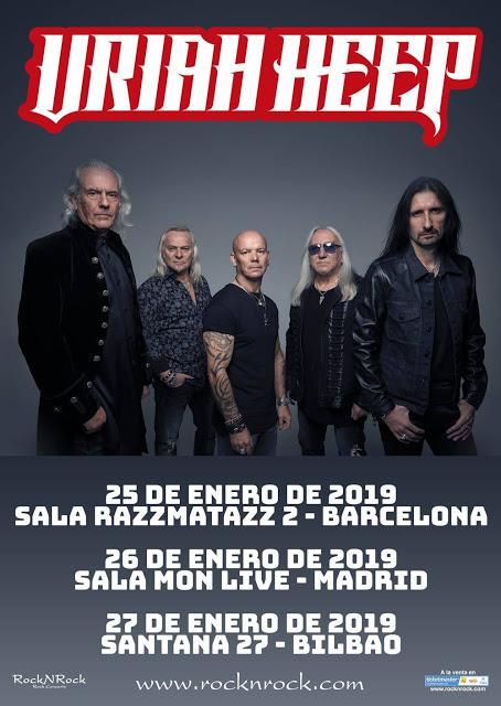 Uriah Heep, en enero de 2019 en Barcelona, Madrid y Bilbao