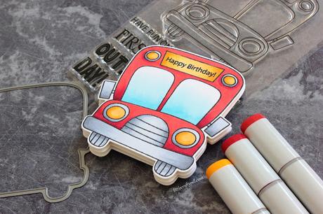 Bus shaped Birthday Card with Led Lights