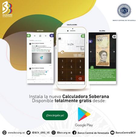 #BCV ofreció al público la Calculadora Soberana disponible en #Smartphones /   #Tecnologia #App #Venezuela #Petros #Soberanos