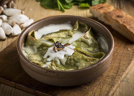 Lasagna de hongos y salsa tartufata