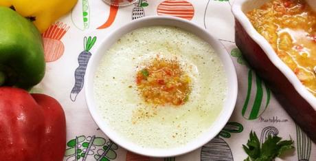 Sopa de pepino con vinagreta de pimientos