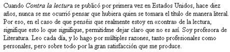 Contra la lectura, de Mikita Brottman Contra la lectura, de Mikita Brottman