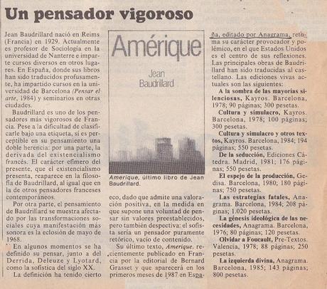 ENTREVISTA FRAGMENTADA A BAUDRILLARD (1986)