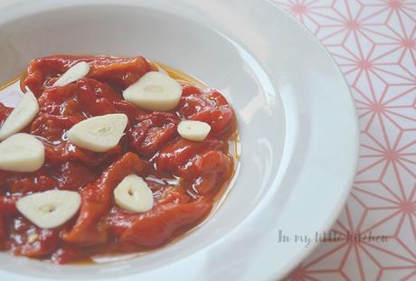Ensalada pimientos rojos asados (en crockpot)- Baked peppers (in crockpot)