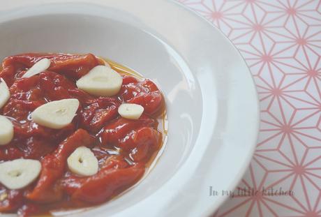Ensalada pimientos rojos asados (en crockpot)- Baked peppers (in crockpot)