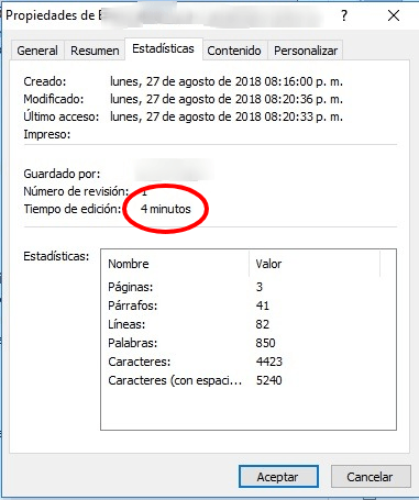 Conoce cuanto tiempo has invertido en editar un documento de Word