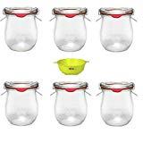 Natillas de vainilla caseras (las de toda la vida) Viva Haushaltswaren - Tarros de cristal (6 unidades, 220 ml, forma redonda, indicados para pasteles, entrantes o postres, con gomas y cierre, incluye embudo)