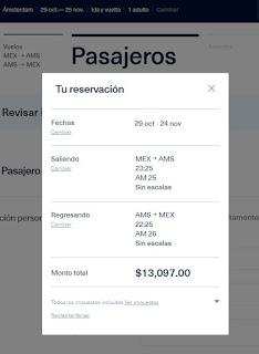Aeromexico Tarifa a Amsterdam