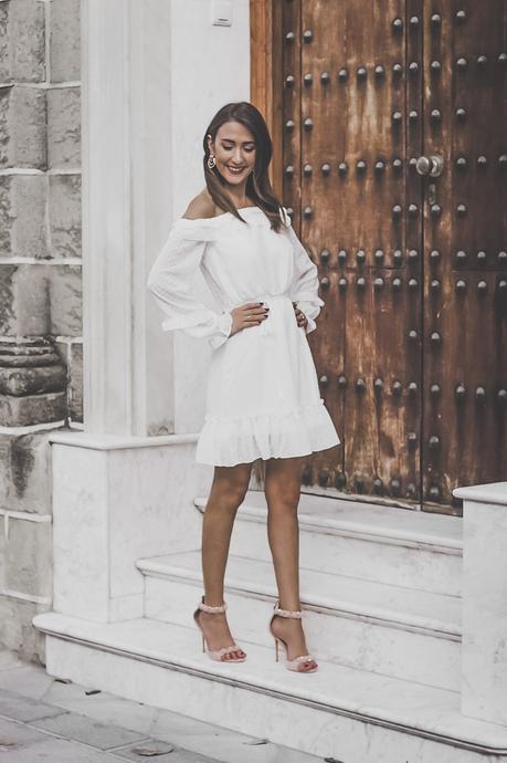 SHOULDER OFF WHITE DRESS + WORKING GIRL STYLE OUTFITS