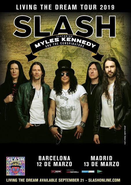 Conciertos de Slash con Myles Kennedy & The Conspirators en marzo de 2019 en Sant Jordi Club y WiZink Center