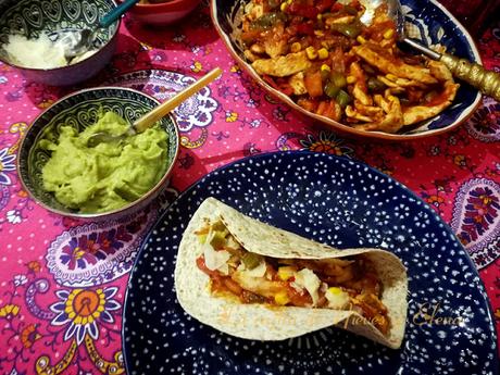 Fajitas de pollo inspirada en Frida Kahlo