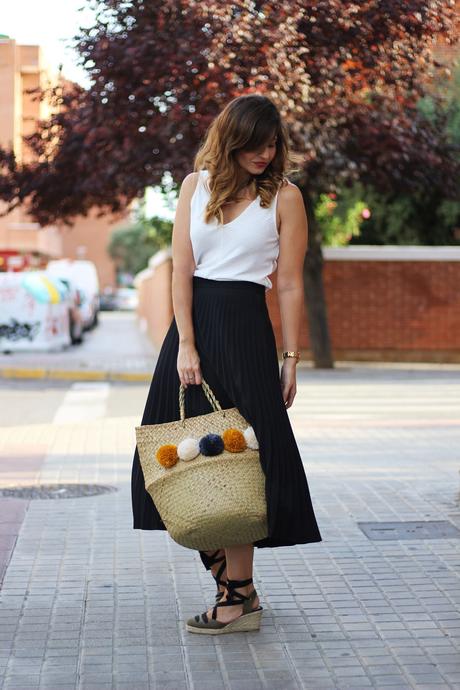 Alpargatas verde oliva con falda plisada midi alpargatas esparto mujer calzados ercilla y falda plisada midi