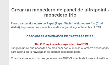 crear monedero de papel criptomoneda Ultrapoint (UPX)