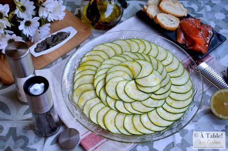 Carpaccio de Calabacín con Salmón Marinado