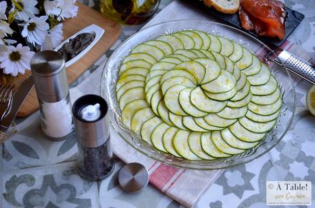 Carpaccio de Calabacín con Salmón Marinado