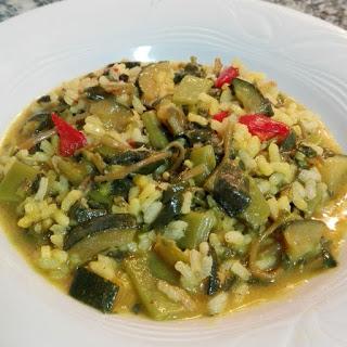 Arroz con verdolaga y verduras al curry