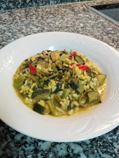 Arroz con verdolaga y verduras al curry