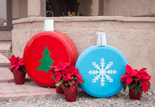 12 Ideas espectaculares para hacer adornos navideños reciclando llantas