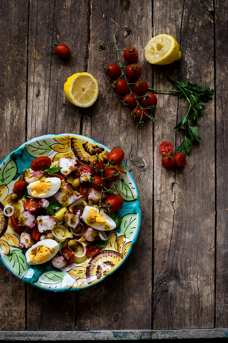 ENSALADA DE PULPO Y PATATA CON SU VINAGRETA DE MOSTAZA