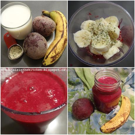 SMOOTHIE À LA BETTERAVE ET À LA BANANE / BEETROOT BANANA SMOOTHIE / BATIDO DE REMOLACHA Y BANANA / عصير الشمندر و الموز