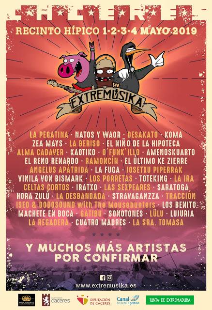 Extremúsika 2019: La Pegatina, Natos y Waor, Desakato, Toteking, Saratoga, La Fuga, Celtas Cortos, Koma, El Niño de la Hipoteca... Extremúsika 2019: La Pegatina, Natos y Waor, Desakato, Toteking, Saratoga, La Fuga, Celtas Cortos, Koma, El Niño de la Hipoteca...