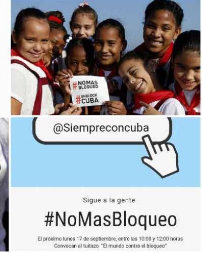 Convocan en Cuba a tuitazo y foro contra el bloqueo de EE.UU.