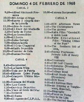 Esta era la programación de televisora nacional en 1968 en Panamá