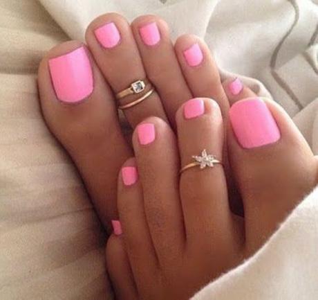 uñas para pies color rosa