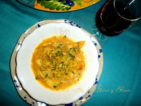 Sopa de fideos gruesos con bacalao Sopa de fideos gruesos con bacalao