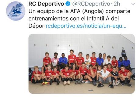 Un equipo de la Escuela de Fútbol Base AFA Angola comparte entrenamientos con el Deportivo