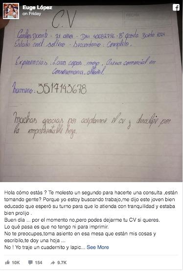 Encuentra trabajo con hoja de vida escrita a mano.