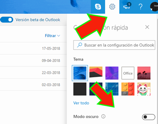 Conoce y usa el nuevo modo nocturno para tu correo Outlook web