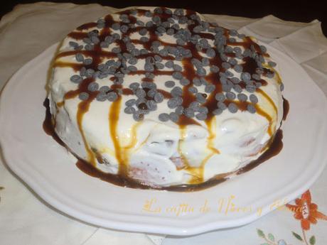 Tarta de queso con chocolate y vainilla