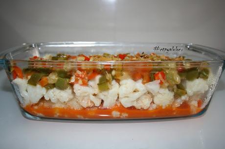 Verduras con muselina de ajo