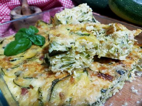 Pastel de calabacín con beicon y requesón