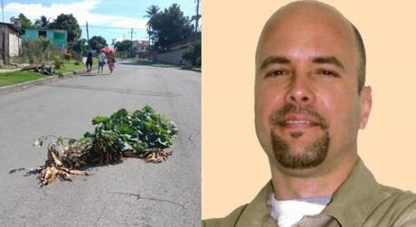 Uno de los 5 espías cubanos publica en Facebook un bache en La Habana donde han sembrado calabazas