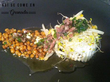 Ensalada de germinados y queso fresco Ensalada de germinados y queso fresco