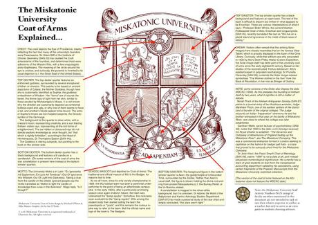 Escudo de armas de la Universidad de Miskatonic explicado